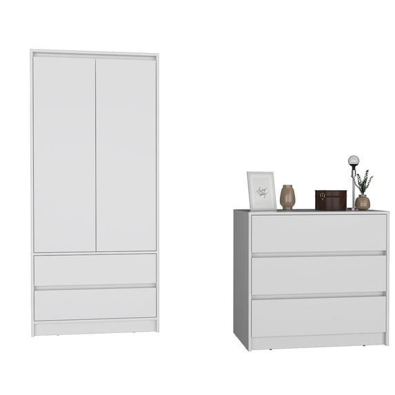 Image showcasing White Bedroom Furniture Set+Easy-Fit Size