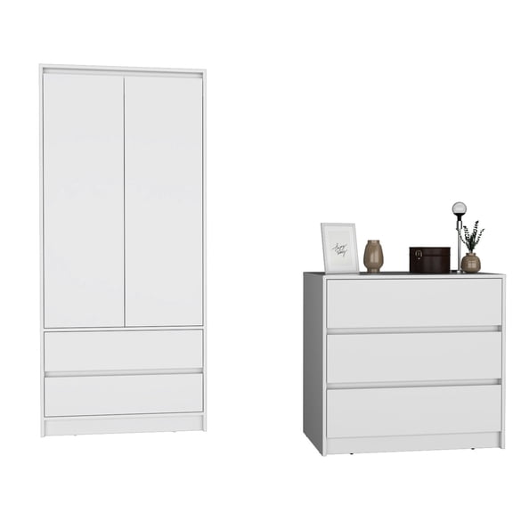 White Bedroom Set with Ample Drawer Space / Store Accessories in Bedrooms
