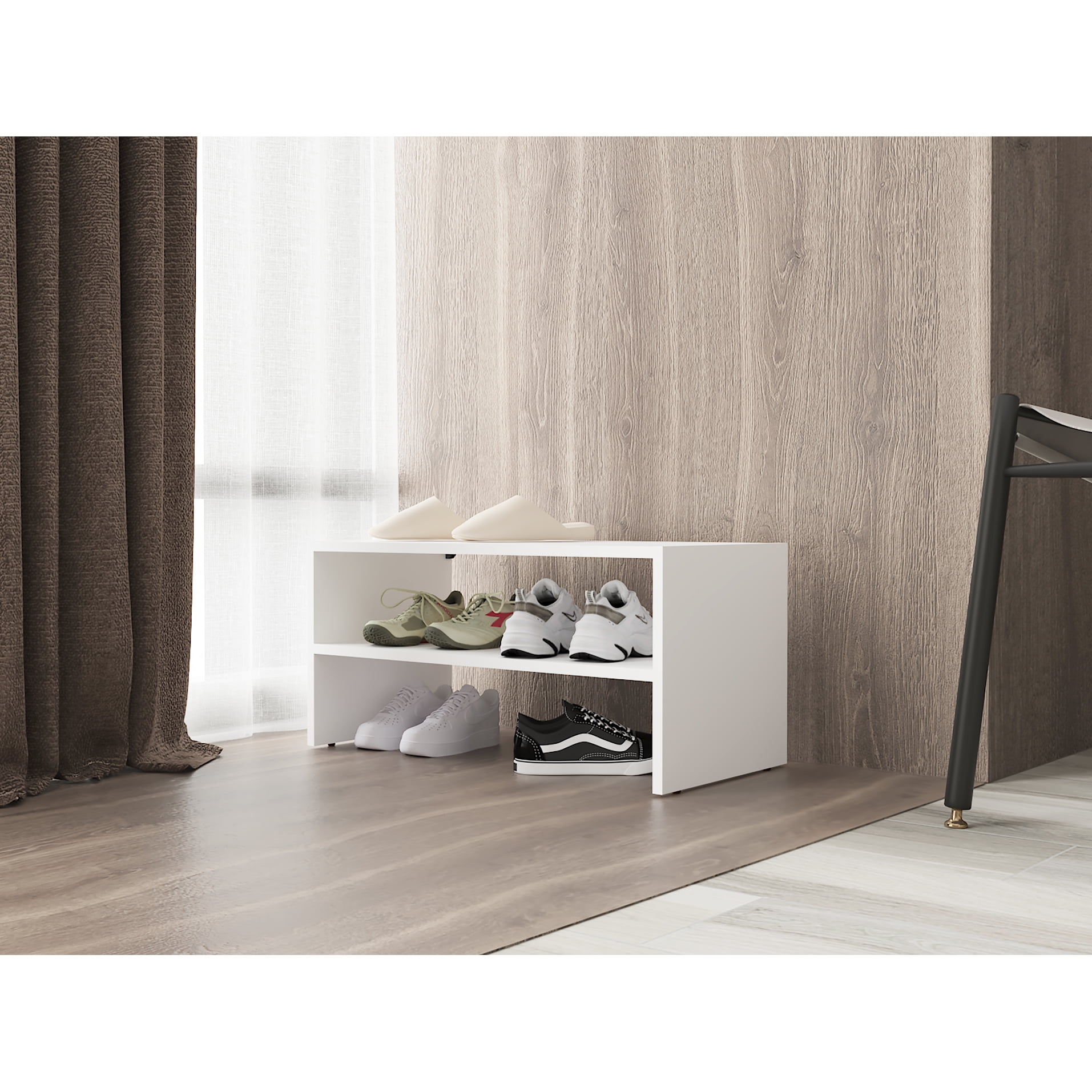 White Bedroom Stackable Shoe Organizer, 2 Expansive Shelf Spaces, Save ...