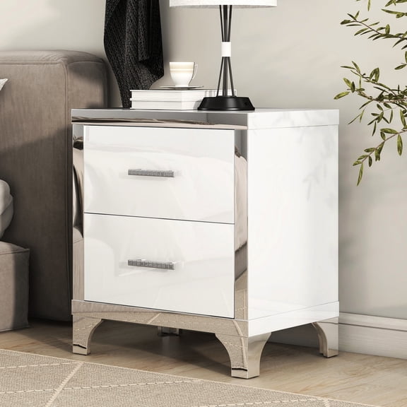 White Bedside Storage Table | Used in Multiple Home Areas | Sturdy Particle Board | Keeps Things Tidy
