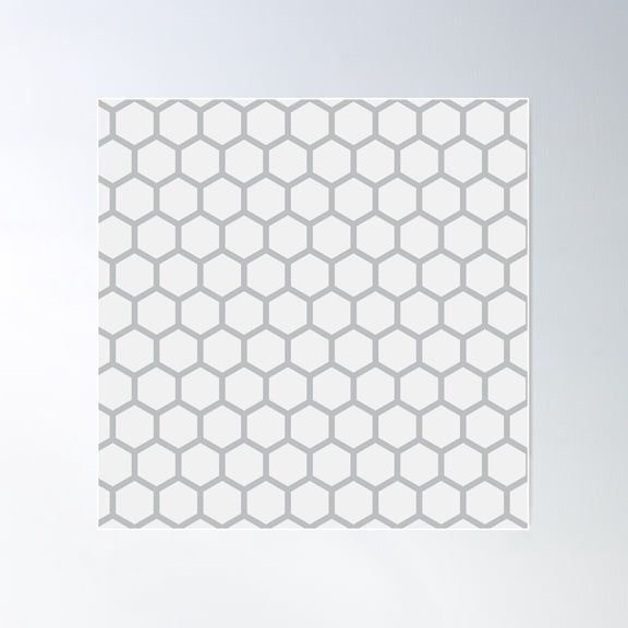 White Beehive Hexagon Pattern Poster Wall Art, Modern Wall Decor For Living Room Bedroom, 24x24 UNFRAMED