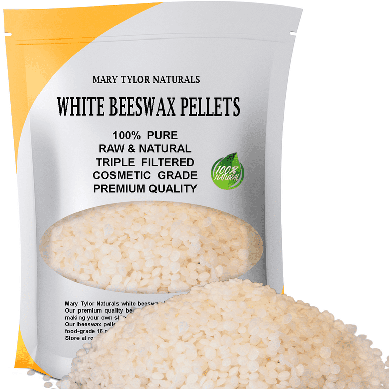 White Beeswax Pellets 16 oz By Mary Tylor Naturals, Pure, Cosmetic Grade,  Triple Filtered, Non-Toxic