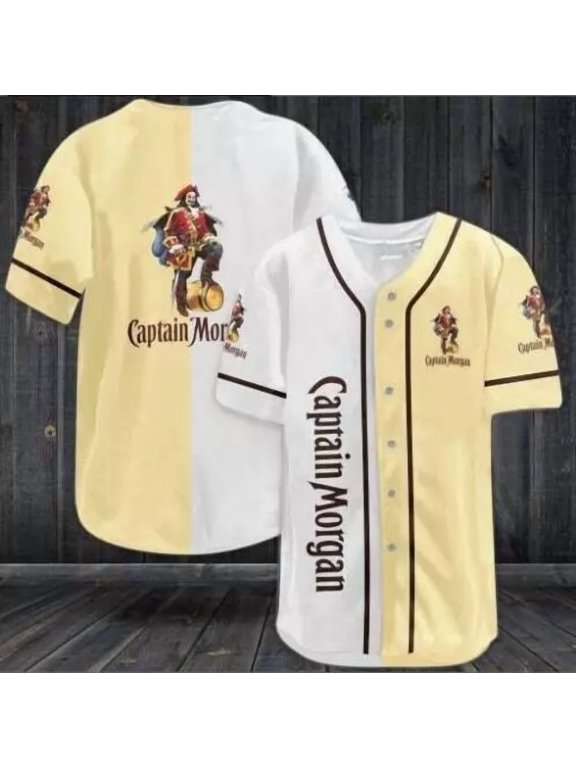 White Beige Captain Morgan Baseball Shirt, Love Beer Baseball Jersey Shirt - Hot Sale 2026