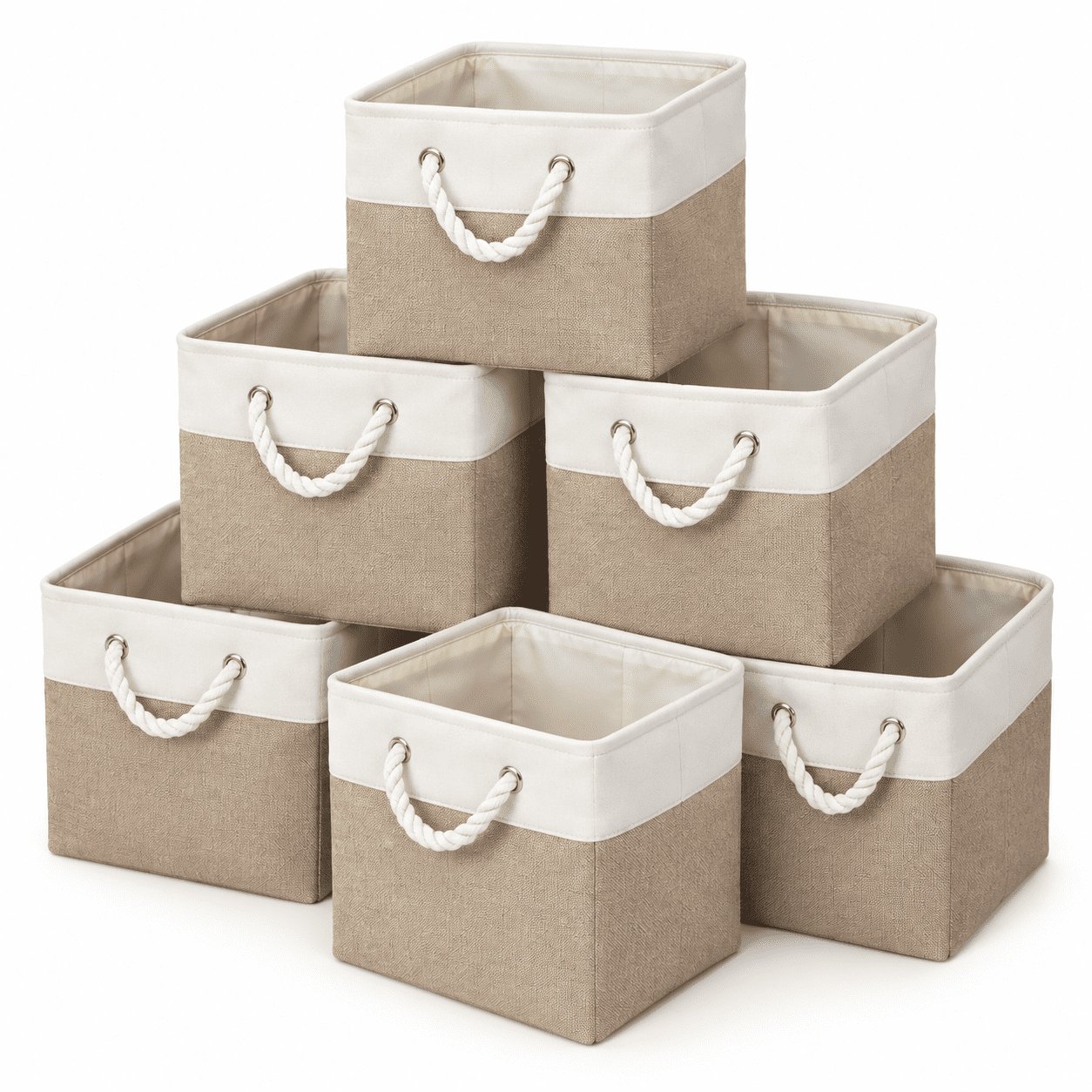 Cubing Language White&Beige Cube - 11 x 11 x 11 inches (6 Pack) Linen Storage Baskets ...