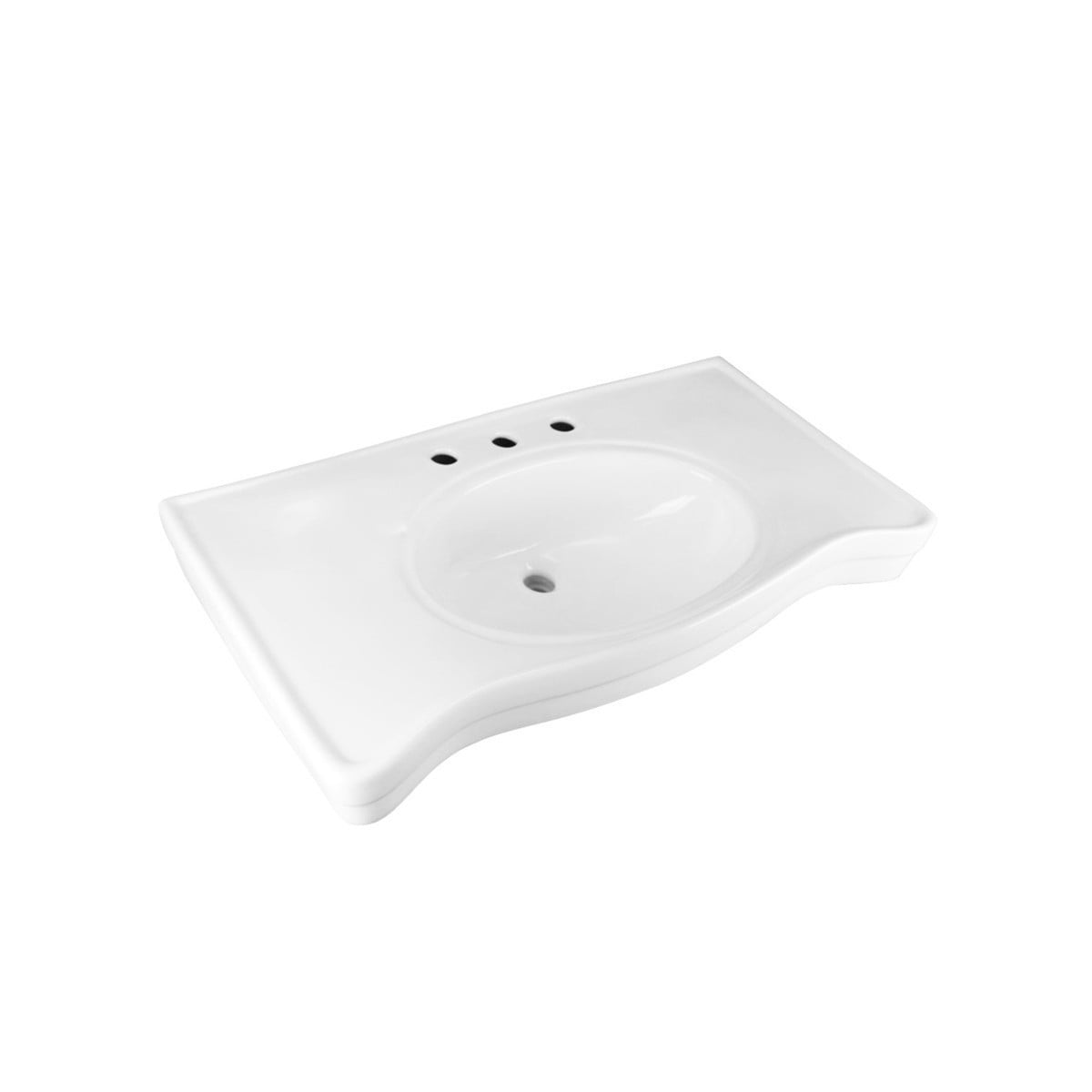 Renovator's Supply Edgewood Wall Mount Sink – White Vitreous China, 20x9x8.25 Inches, Scratch & Stain Resistant, Single Hole Right Side, No Faucet Included