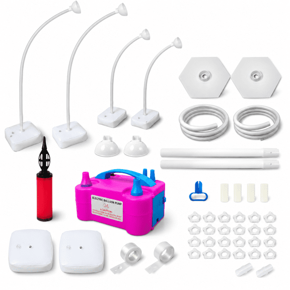 White Bendable Balloon Arch Kit with Electric and Manual Pumps, 8.2ft and 5ft Tubes