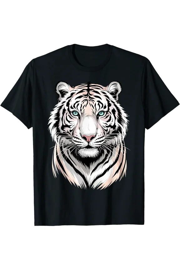White Bengal Tiger Face Wild Animal T-Shirt, Unisex T-Shirt