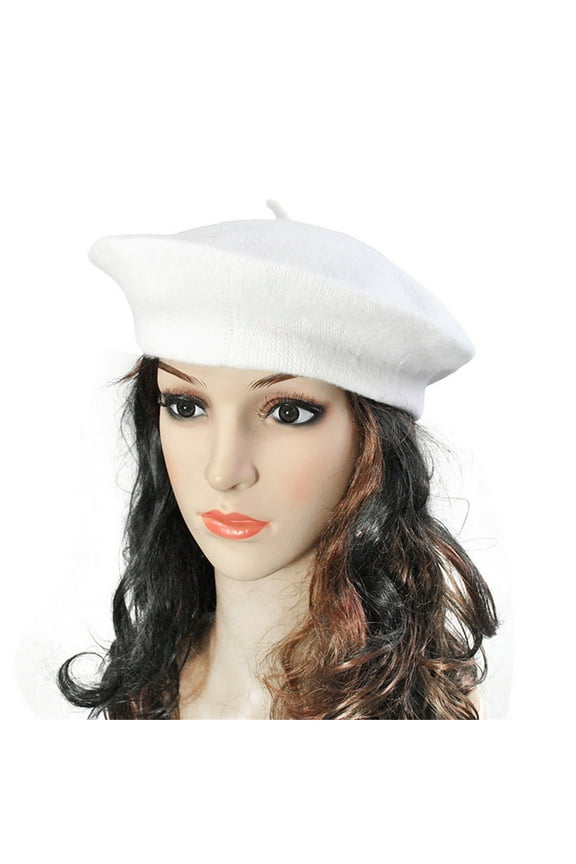 White Berets Ladies Solid Color Imitation Wool Beret Bud Hat Painter Hat