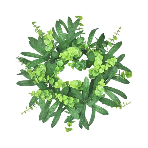 White Berry Farmhouse Wreath with Lamb Ear for Front Door Porch Window Walls Indoor Outdoor Plastic 35cm Mint Green