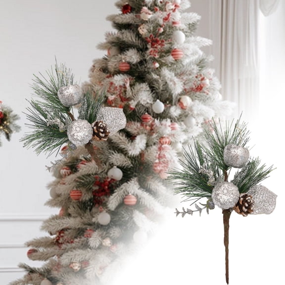 White Berry Holly Branches Winter Holiday Picking Floral Arrangement for Festive Seasonal Decorations