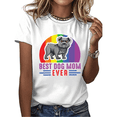 thumbnail image 1 of White Best Dog Mom Ever English Bulldog Rainbow Print Tshirt Graphic Tees Shirts Dog Lover Mom Gift Casual Tops S-5XL, 1 of 5