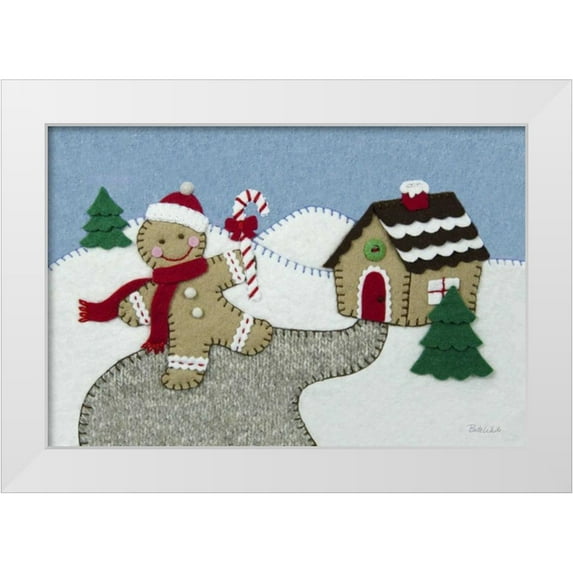 White, Betz 24x17 White Modern Wood Framed Museum Art Print Titled - Holiday Gingerbread Man