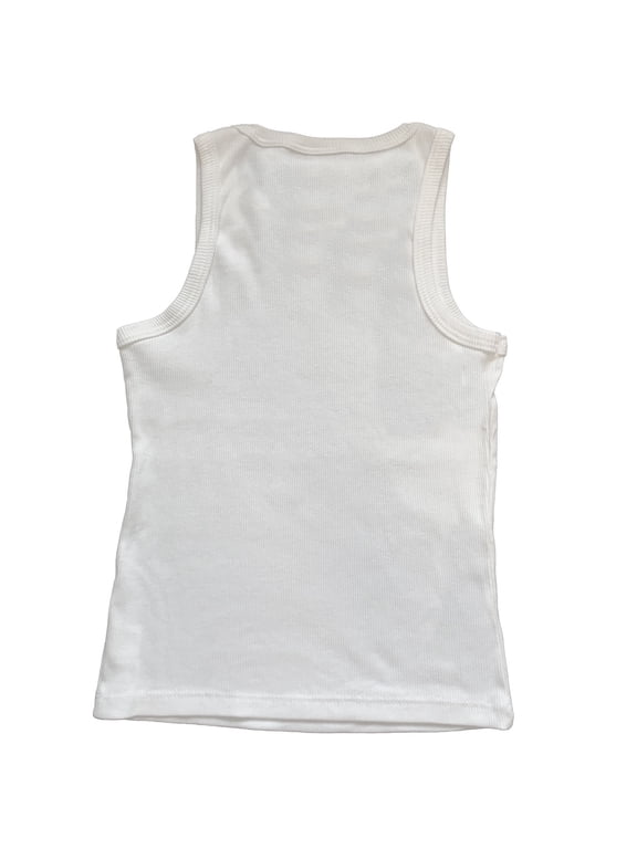White Big Kid Ribbed Tank