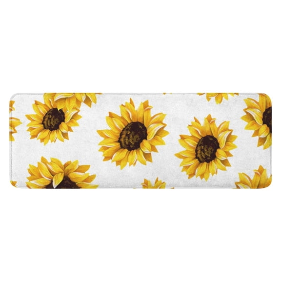 White Big Sunflower Pattern Kitchen Rug Mat,Kitchen Runner Rugs Non Skid Washable,Decorative Kitchen Floor Mats for Kitchen,Sink,Laundry,17"x47.2"