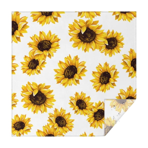 White Big Sunflower Pattern Square Tablecloth,Waterproof Square Table Cover,Wipeable Spillproof Washable Table Cover for Home Kitchen Party Decor 60"x60"(152x152cm)