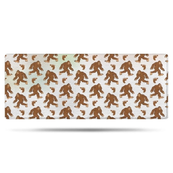 White Bigfoot and Footprint Pattern Bathroom Rugs Mat,Non Slip Microfiber Bathroom Rug,Rubber Backing,Soft Bathroom Mats for Bathroom Floor,Tub and Shower,60x24in(150x60cm)