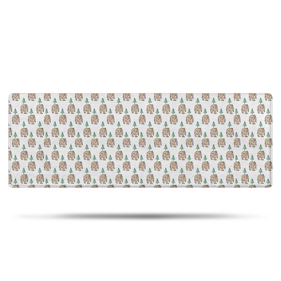 White Bigfoot and Pine Tree Pattern Bathroom Rugs Mat,Non Slip Microfiber Bathroom Rug,Rubber Backing,Soft Bathroom Mats for Bathroom Floor,Tub and Shower,47x17in(120x43cm)