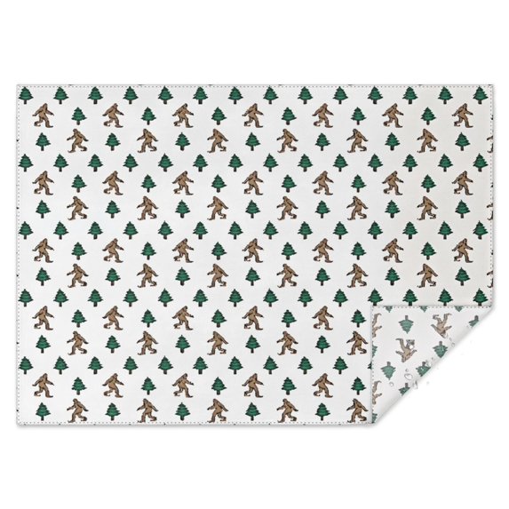 White Bigfoot and Pine Tree Pattern Rectangle Tablecloth 60"x84",Waterproof Polyester Rectangle Table Cloth, Wipeable Spillproof Polyester Tablecloth for Dining, Camping, Indoor and Outdoor