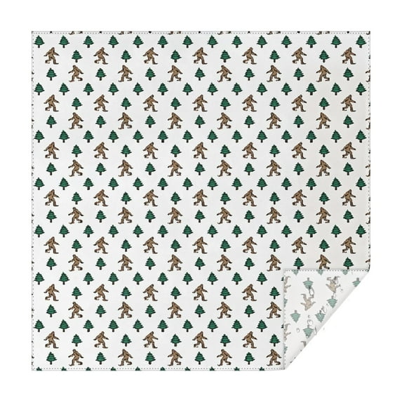 White Bigfoot and Pine Tree Pattern Square Tablecloth,Waterproof Square Table Cover,Wipeable Spillproof Washable Table Cover for Home Kitchen Party Decor 42"X42"(107x107cm)
