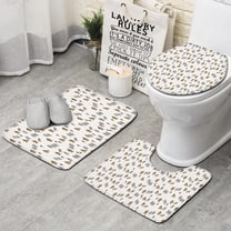 White Bigfoot and Tree Pattern Bathroom Rugs Sets 3 Piece,Toilet Cover Set,Absorbent Non Slip Bathroom Mats Sets with U-Shaped Contour Rug Toilet Rug Set
