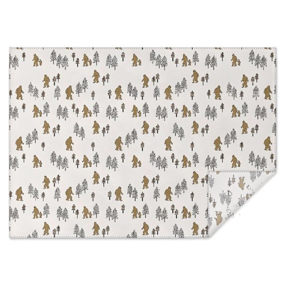 White Bigfoot and Tree Pattern Rectangle Tablecloth 60"x84",Waterproof Polyester Rectangle Table Cloth, Wipeable Spillproof Polyester Tablecloth for Dining, Camping, Indoor and Outdoor
