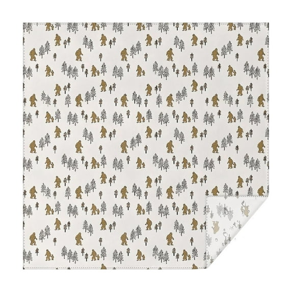 White Bigfoot and Tree Pattern Square Tablecloth,Waterproof Square Table Cover,Wipeable Spillproof Washable Table Cover for Home Kitchen Party Decor 42"X42"(107x107cm)
