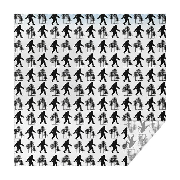 White Bigfoot and Tree Pattern Square Tablecloth,Waterproof Square Table Cover,Wipeable Spillproof Washable Table Cover for Home Kitchen Party Decor 52"x52"(132x132cm)