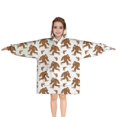 thumbnail image 1 of White Bigfoot and Footprint Pattern Blanket Hoodies for Kids 6-13YR Oversize Wearable Blanket Hoodies for Boys Girls Teens, 1 of 7
