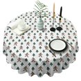 thumbnail image 1 of White Bigfoot and Pine Tree Pattern Round Tablecloth 60"x60",Wrinkle Wipeable Table Cloth for Kitchen Dining Room Picnic Patio Party, 1 of 6