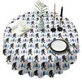 thumbnail image 1 of White Bigfoot and Pine Tree Pattern Round Tablecloth 60"x60",Wrinkle Wipeable Table Cloth for Kitchen Dining Room Picnic Patio Party, 1 of 6