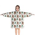 thumbnail image 1 of White Bigfoot and Tree Pattern Blanket Hoodies for Kids 6-13YR Oversize Wearable Blanket Hoodies for Boys Girls Teens, 1 of 7