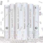 White Biodegradable Confetti Poppers Confetti Cannon | 6 Pack | Party Poppers Decoration for Wedding Exit, Graduation, Birthday | Wedding Party Favors | Launches 25 ft | 12 inch | TUR Party Supplies