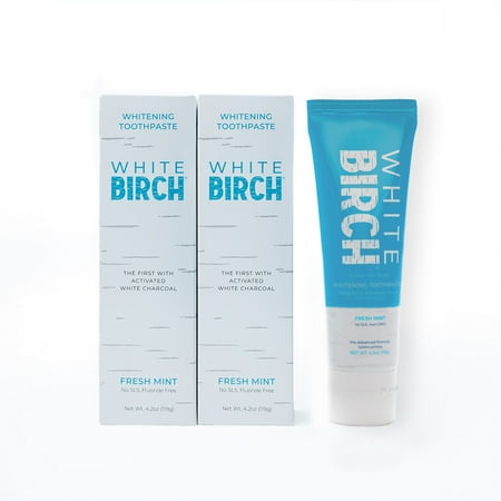 White Birch Activated White Charcoal Whitening Toothpaste- Professional Teeth Whitening Charcoal - Natural & Fluoride Free Oral Care (White Charcoal Toothpaste) - 2 Pack