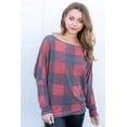 thumbnail image 1 of White Birch Womens Dolman Sleeve Buffalo Plaid Knit Top (3X, Red), 1 of 2