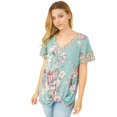 thumbnail image 1 of White Birch Womens Floral Print Short Sleeve Knit Top (Sage, Small), 1 of 5