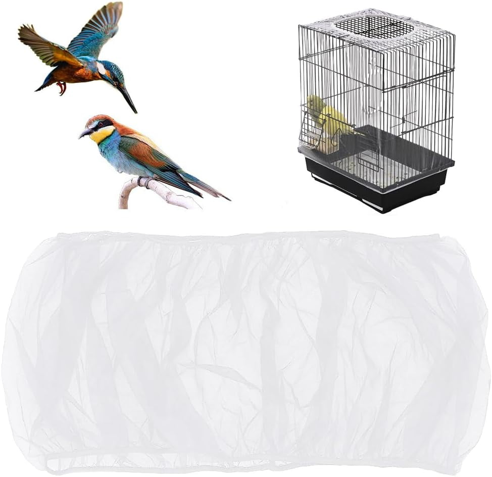 Image showcasing White Bird Cage Seed Catcher Bird Cage Net Cover Stretchy Form Fitting ...