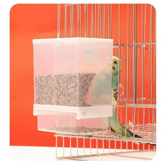 White Bird Feeders Automatic Parrot Feeder Drinker Seed Food Container Cage for Small and Medium Parakeets