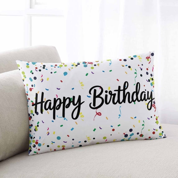 White Birthday Body Pillow Cover,Pillowcase Protectors with Zipper,Breathable Decorative Throw Pillow Case Cover,Colorful Confetti Ribbons Polka Dots Classroom Pillow Shams for Couch Sofa 24x36Inch