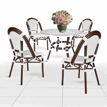 White French Bistro Set Includes 40" Table and 4 Chairs by Chivari
