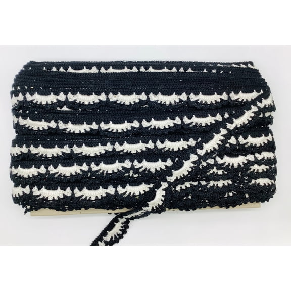 (White & Black) 1-1/4" Crochet Lace Edge - 3 Yards