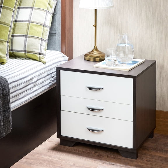 White - Black 3 - drawer Table | Can Be Used as Nightstand or Lounge End Table | Built with MDF and Particle Board | Ensures Easy - access Storage for Items