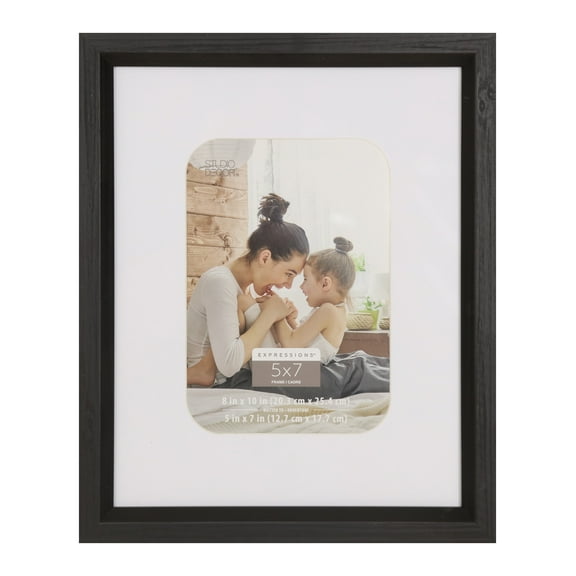Studio Decor White & Black 5" x 7" Frames with Mat by Expressions  - Modern Picture Frame Set, Fits 5" x 7" or 8" x 10" Photos, Wall Mount or Tabletop Display, 12 Pack