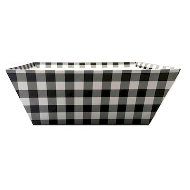 White & Black Buffalo Check Handled Basket