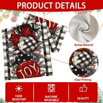 White and Black Buffalo Plaid Christmas Table Runner,Christmas Balls Joy Pine Branch Seasonal Winter Kitchen Tabletop Runner for Indoor Outdoor Dining Table Decoration13.8x71 Inch