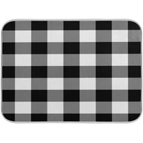 White and Black Buffalo Plaid Dish Drying Mat 16x18 for Kitchen Classic Buffalo Check Dishes Pad Dish Drainer Rack Mats Absorbent Fast Dry Kitchen Accessories