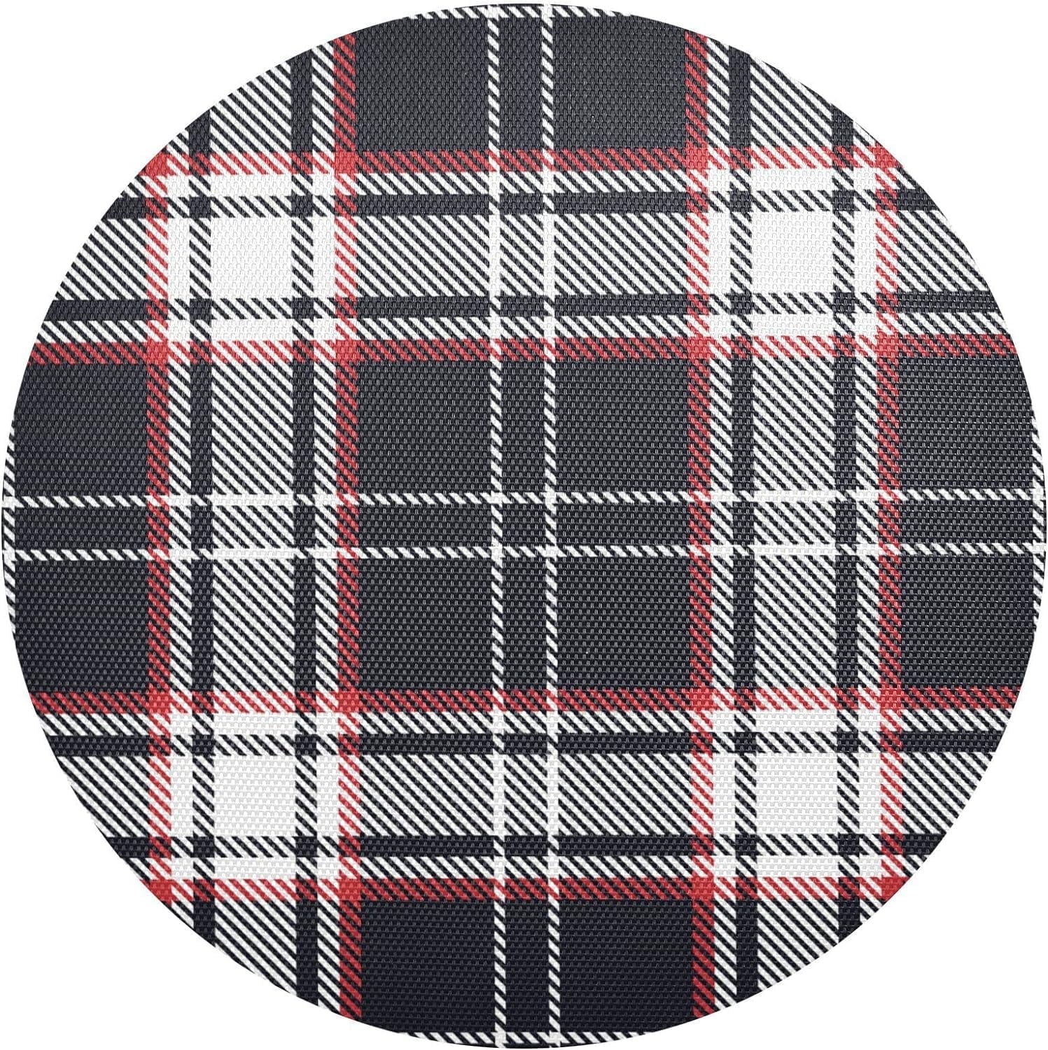 White & Black Buffalo Plaid Round Placemat Set of 6, NonSlip Heat