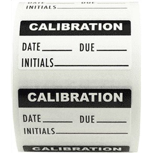 White & Black CALIBRATION DATEDUEINITIALS Labels 0.75 x 1.5" Inch 500 Pack