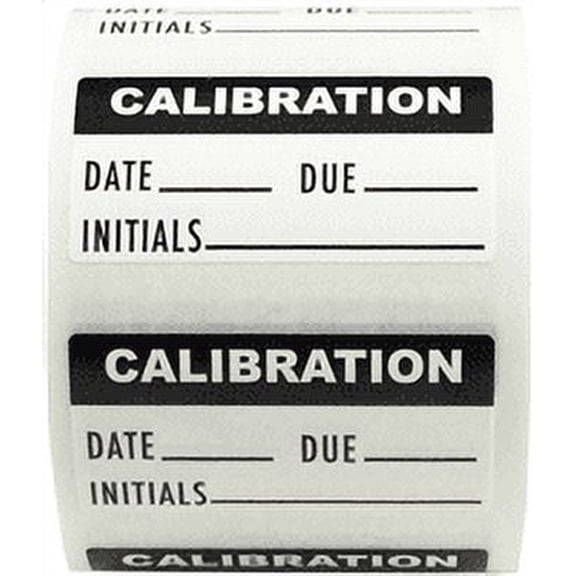 White & Black CALIBRATION: DATE-DUE-INITIALS Labels | 0.75 x 1.5" Inch | 500 Pack