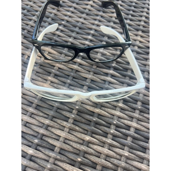 White & Black Clear Lens Glasses Nerd Geek Set of 2 New