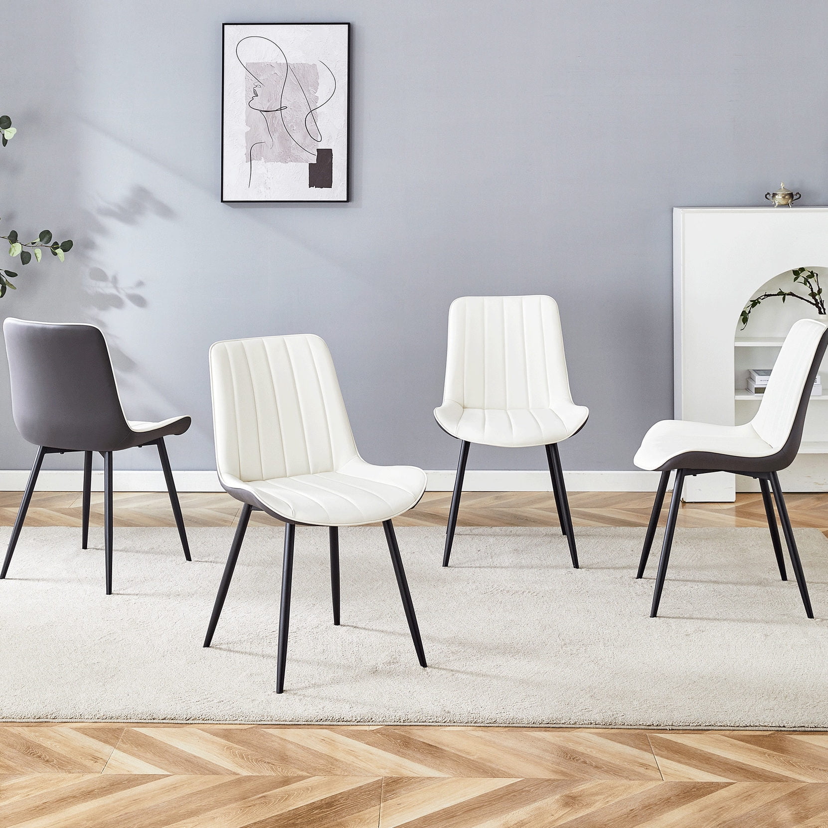 White + Black Color Chair | Integral Cross Metal Leg Structure | Make ...